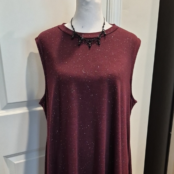 Lane Bryant Burgundy Sweater with Sparkle Accents, PTP 23 1/2 - Picture 1 of 5